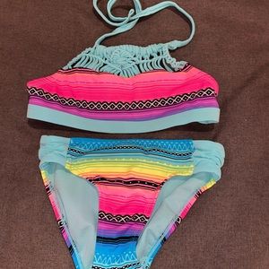 Justice Size 7 Colorful Print Bikini